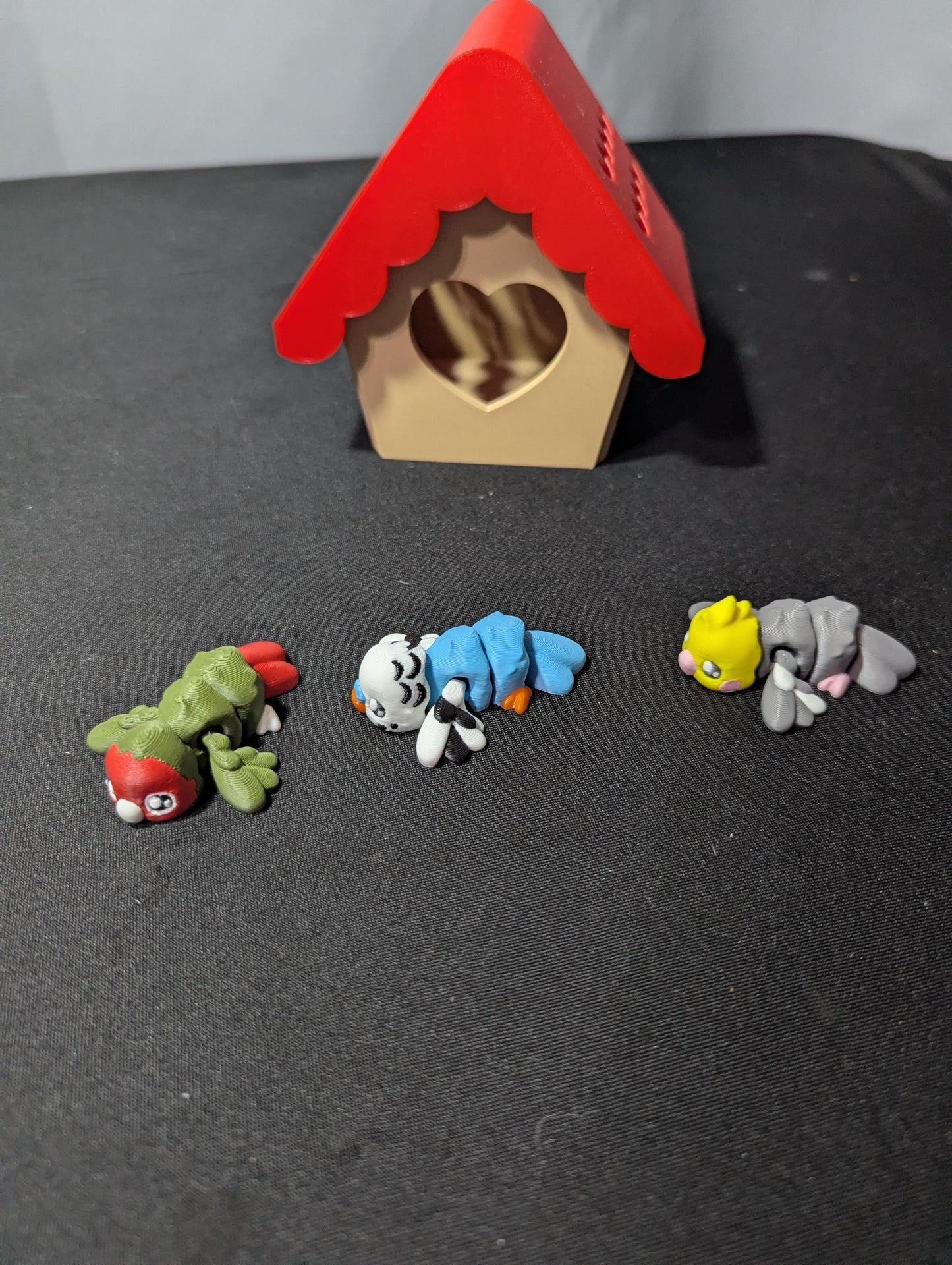 Birdhouse Bird Set 3D Printed Mini Articulated Wildlife Animal Figurine Collectible Desk Decor Home