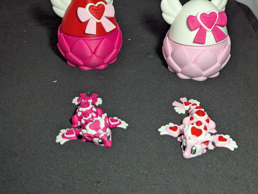 Heart Seeker Dragon 3D-Printed Valentine Egg Set Articulated Fantasy Creature Collectible Fidget Toy Decor