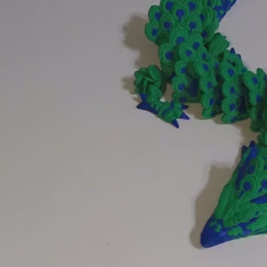 Peacock Dragon: 3D Printed Articulated Fidget Toy Articulated Peacock Dragon  Pose-able Fidget Toy   Anxiety Relief Figure Stress Relief