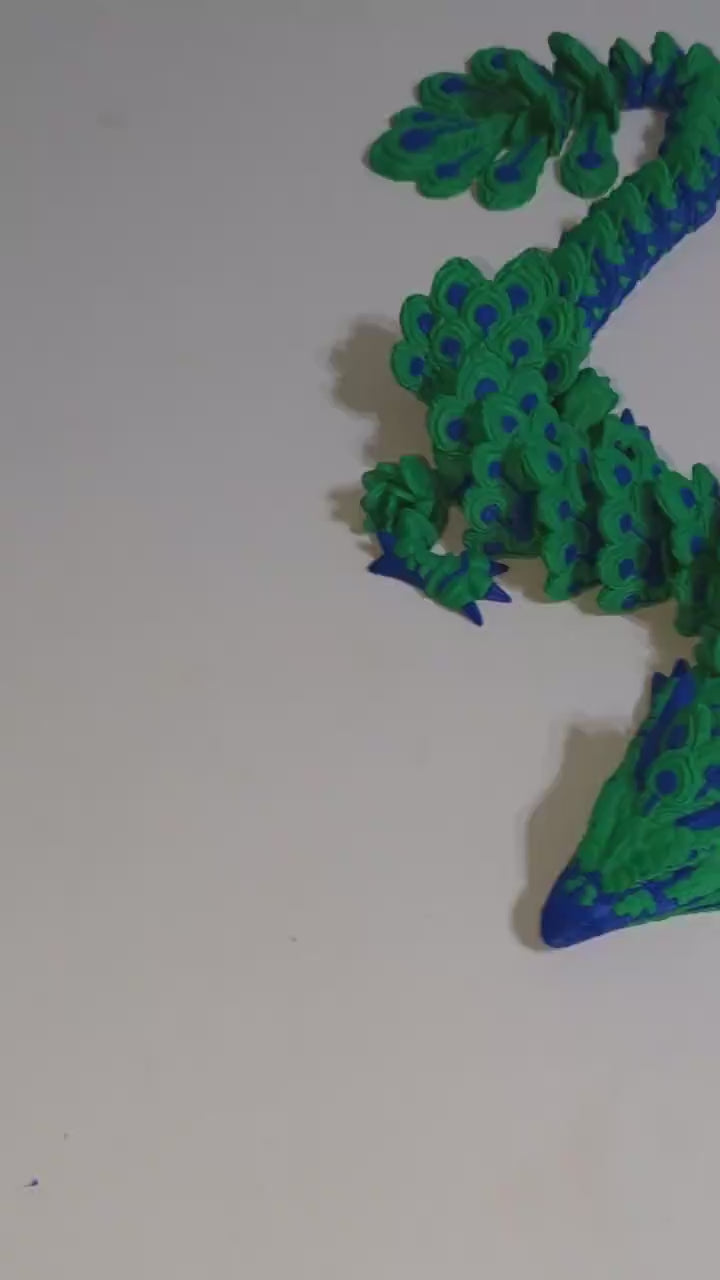 Peacock Dragon: 3D Printed Articulated Fidget Toy Articulated Peacock Dragon  Pose-able Fidget Toy   Anxiety Relief Figure Stress Relief