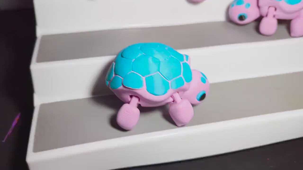 3D Printed Articulated Turtle Fidget Toy – Cute Turtle Desk Pet, Flexible Animal Gift for Kids & Adults, Colorful Collectible Desk Decor