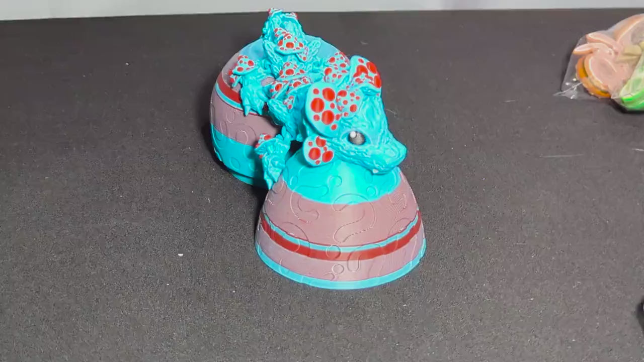 Articulated Mushroom Baby Dragon Mystical Dragon 3D Print Fantasy Poseable Figure  Colorful, Fungi-Inspired Dragon Anxiety and Stress Relief