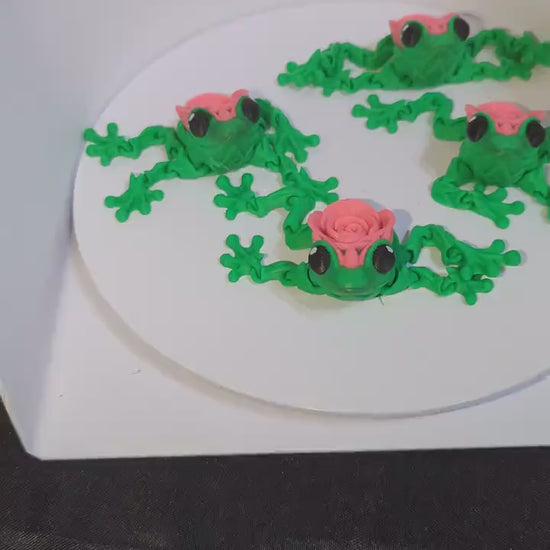 Rose Frog Articulated Toy – 3D Printed Flexible Frog | Frog Lover Gift | Kawaii Desk Pet, Rose Frog 3D Printed Toy , Anxiety and ADHD Relief