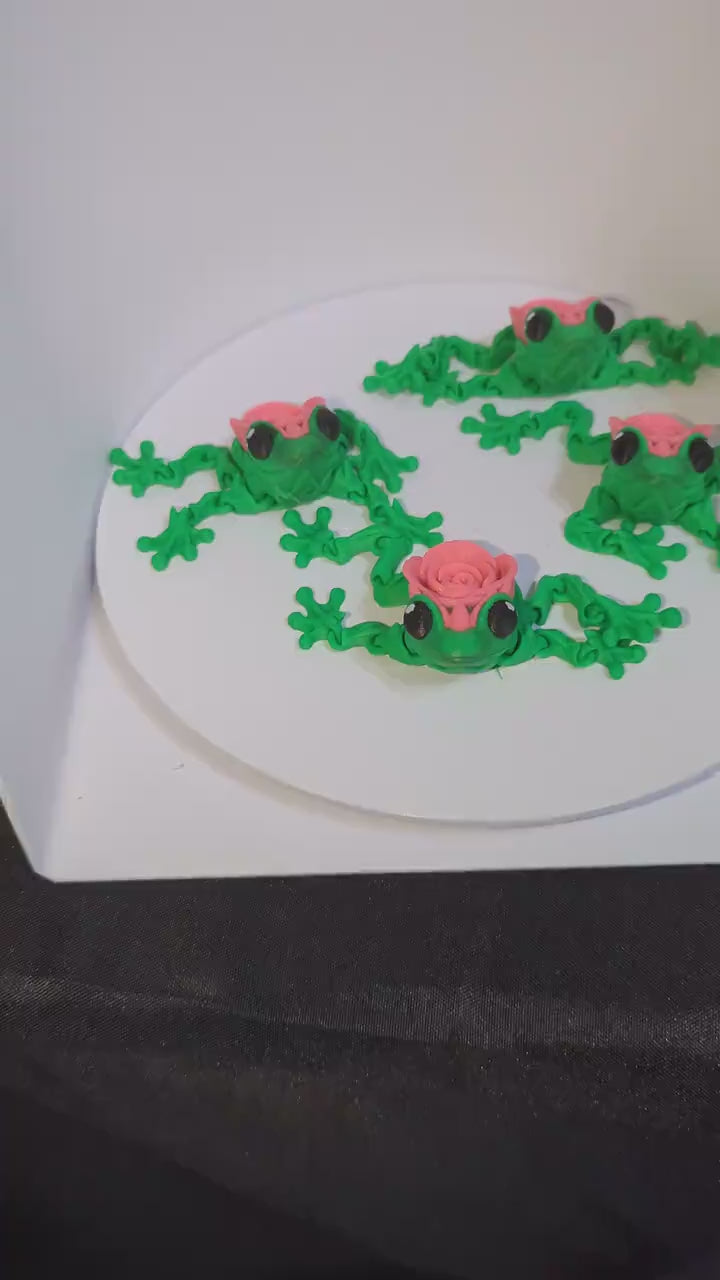 Rose Frog Articulated Toy – 3D Printed Flexible Frog | Frog Lover Gift | Kawaii Desk Pet, Rose Frog 3D Printed Toy , Anxiety and ADHD Relief