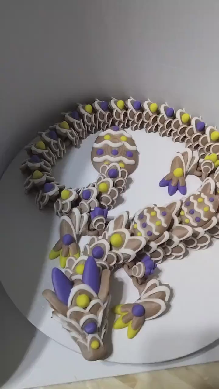 Easter Egg 3D Printed Dragon, Baby Fidget Toy for Cute Basket Stuffers & Fun Gifts, Articulated Dragon Cookie Anxiety and Stress Relief