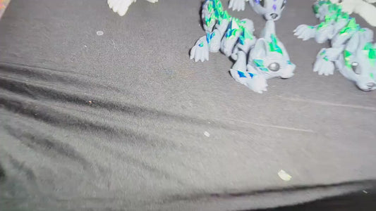 Wolf Crystal Winged Articulated 3D Printed Fantasy Creature Multi-Joint Fidget Mystical Dragon Hybrid Display