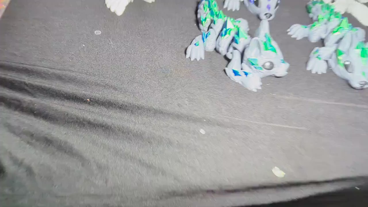 Wolf Crystal Winged Articulated 3D Printed Fantasy Creature Multi-Joint Fidget Mystical Dragon Hybrid Display