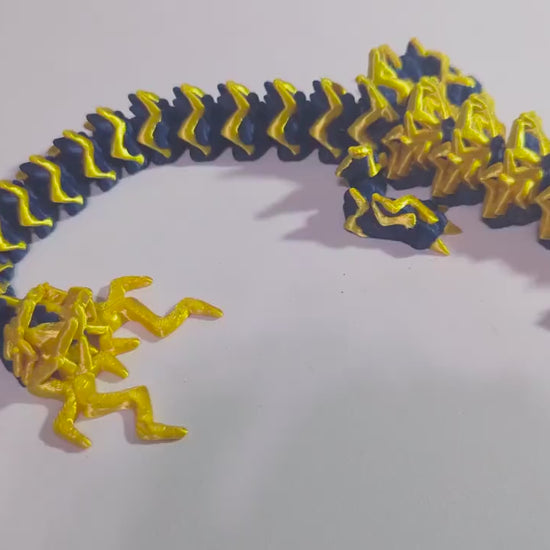 Storm Dragon Tempest 3D-Printed Articulated Flexible Lightning Thunder Fantasy Creature Fidget Toy Multiple Sizes