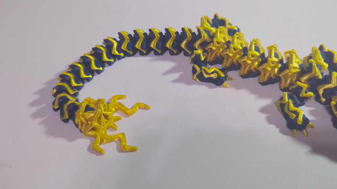Storm Dragon Tempest 3D-Printed Articulated Flexible Lightning Thunder Fantasy Creature Fidget Toy Multiple Sizes