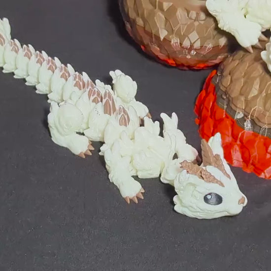 Articulating  Baby Cat Dragon 3D Printed Flexible Fantasy Creature Fidget Toy, Desk Buddy, Custom Feline dragon Egg design.Custom Cat Fidget