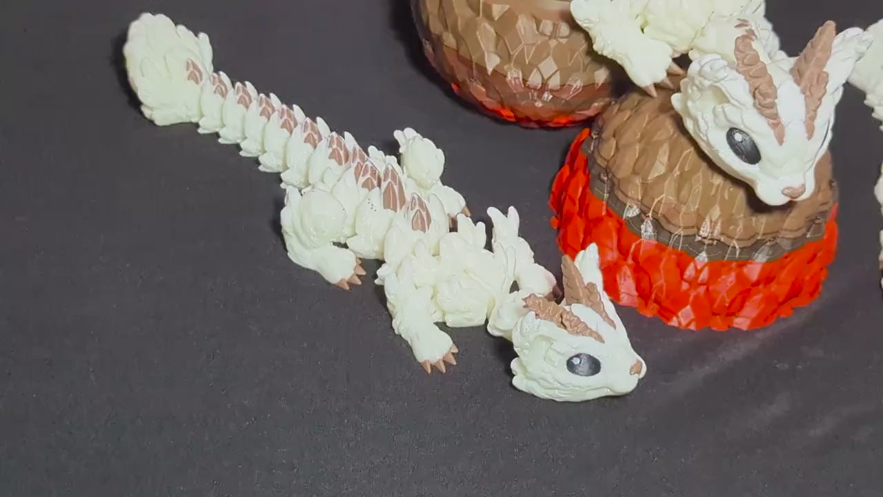 Articulating  Baby Cat Dragon 3D Printed Flexible Fantasy Creature Fidget Toy, Desk Buddy, Custom Feline dragon Egg design.Custom Cat Fidget