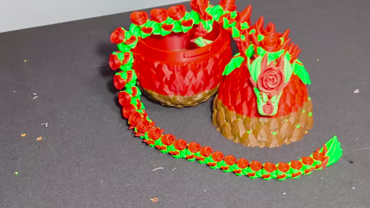 Articulated Rose Dragon 3D Printed Flower Dragon Multi-color Figure fantasy Rose Dragon Flexible Sensory Toy, Stress and Anxiety Relief