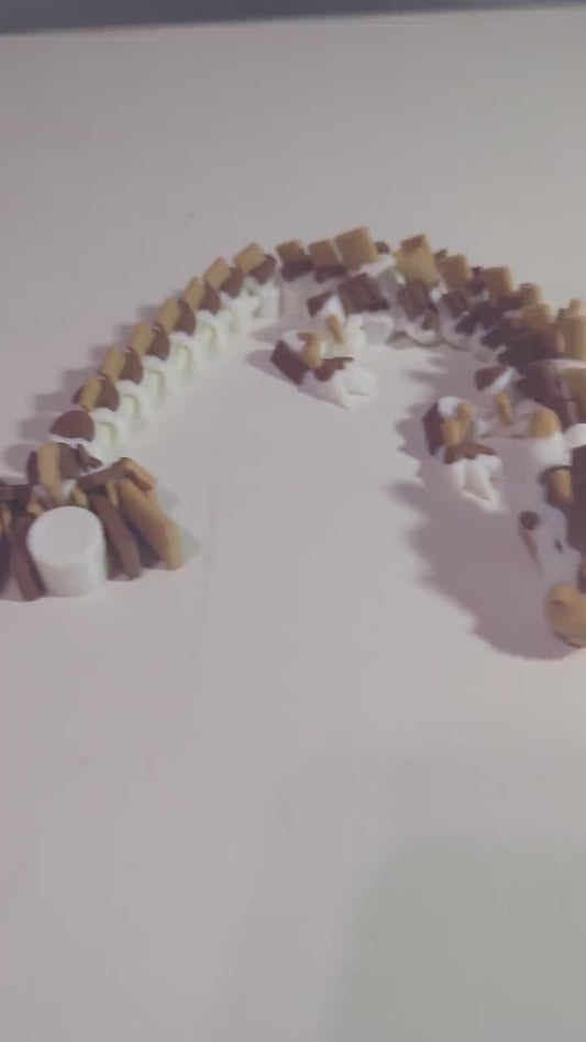 S’mores Dragon Articulated 3D-Printed Flexible Campfire Food Dragon Fantasy Creature Fidget Multiple Sizes