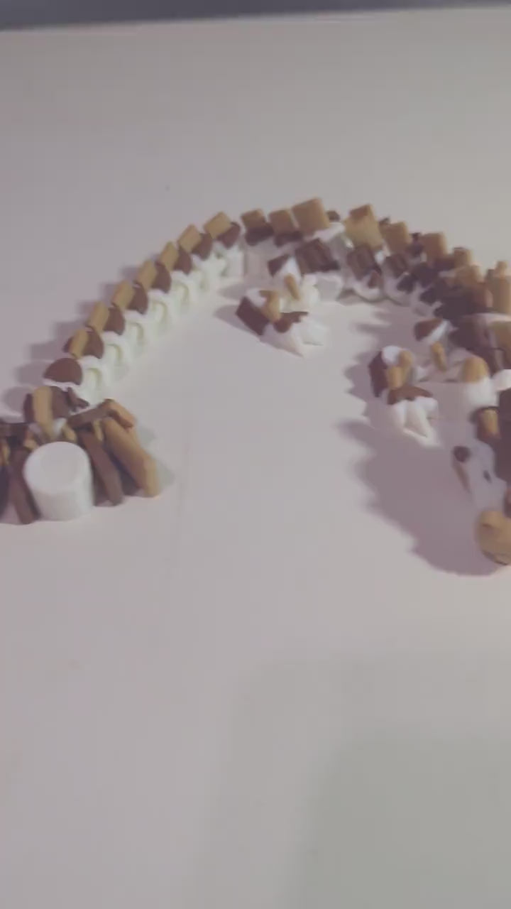 S’mores Dragon Articulated 3D-Printed Flexible Campfire Food Dragon Fantasy Creature Fidget Multiple Sizes