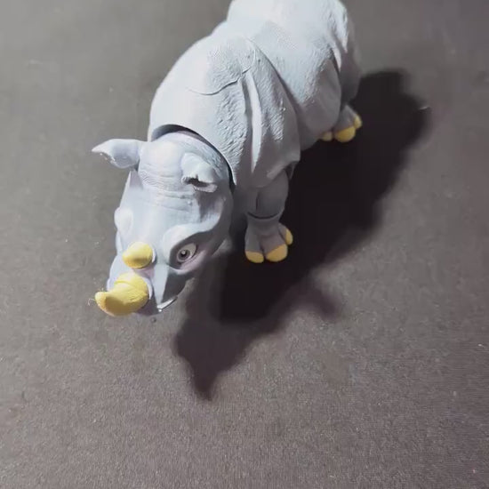 Articulated Rhinoceros • Realistic Poseable Rhino Figurine • 3D Printed Wildlife Collectible