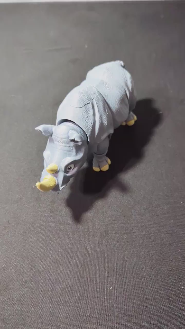 Articulated Rhinoceros • Realistic Poseable Rhino Figurine • 3D Printed Wildlife Collectible