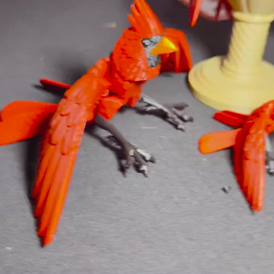 Articulated Cardinal Bird – 3D Printed Red Bird Figurine- Poseable 3D Print Desk Decor -Red Cardinal Figurine – Articulated 3D Printed Bird