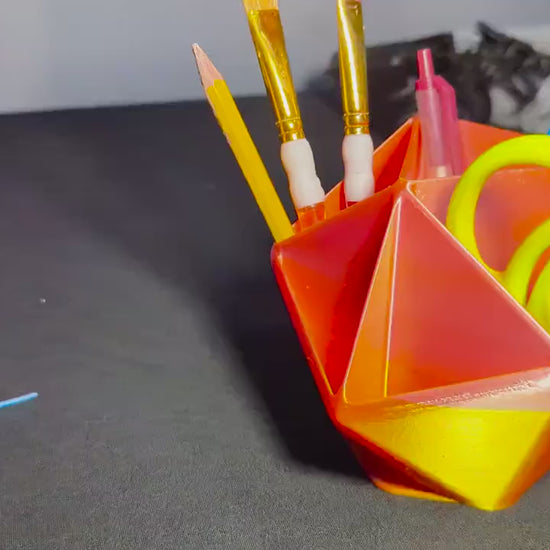 D20 Desk Organizer | Geometric 3D Printed Multi color Pen  Brush Holder | Modern Office Decor | D&D desk holder| Dice D 20 Holder