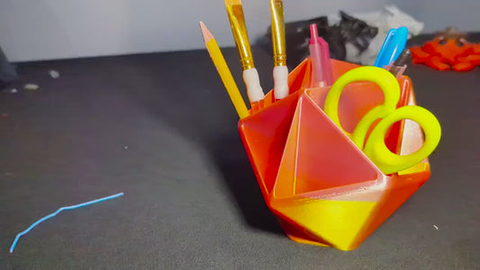 D20 Desk Organizer | Geometric 3D Printed Multi color Pen  Brush Holder | Modern Office Decor | D&D desk holder| Dice D 20 Holder