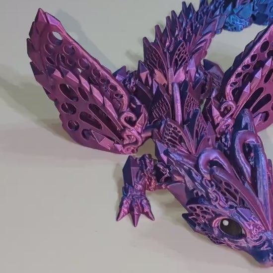 3D Printed Fae Wolf Dragon Articulated Winged Poseable Fantasy Creature Mythical Winged Fairy Wolf Dragon, Stress and Anxiety Relief Fidget