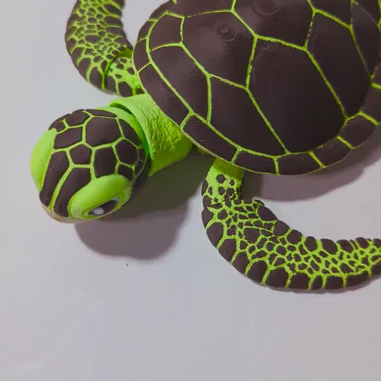 Articulated Sea Turtle Figurine – Flexible 3D Printed Turtle Fidget Toy & Ocean Decor