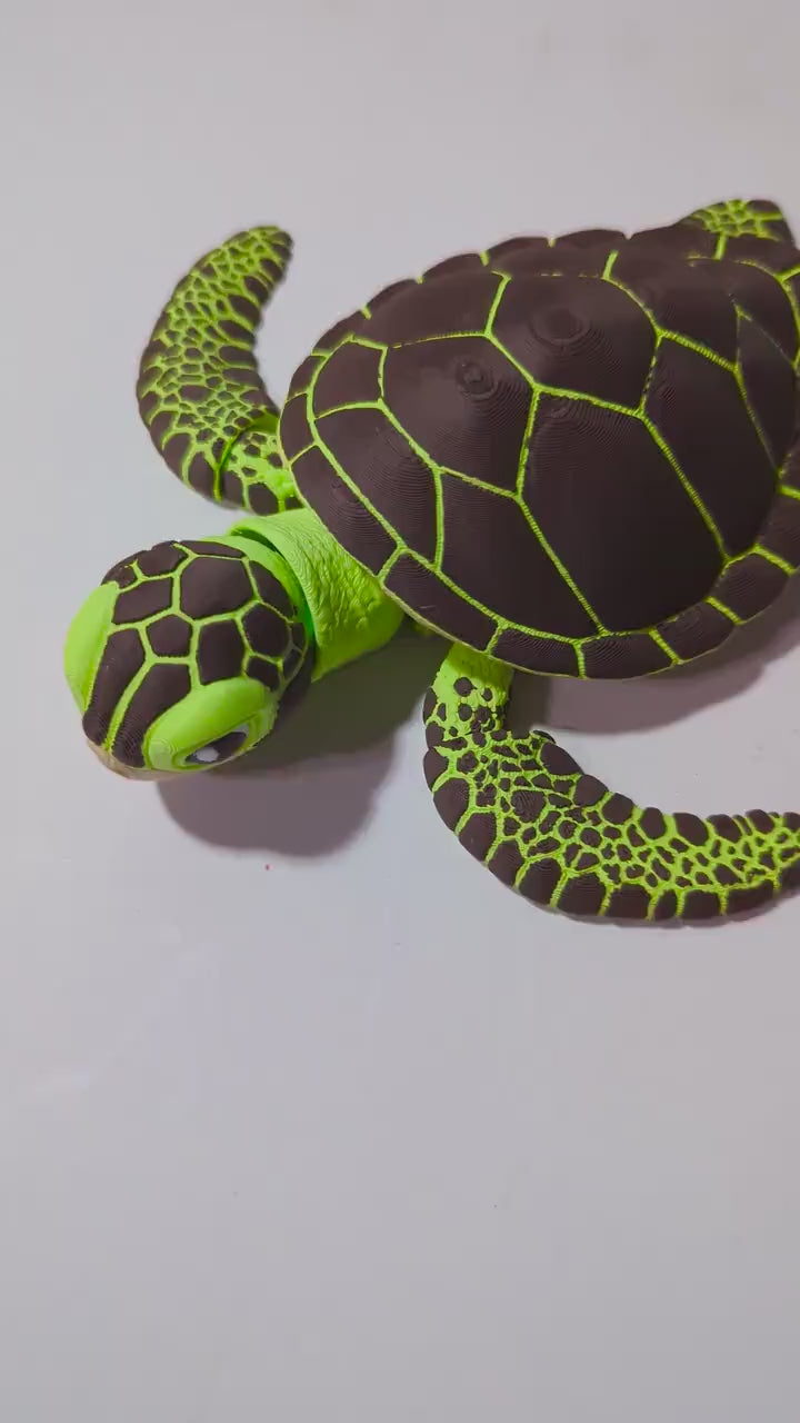 Articulated Sea Turtle Figurine – Flexible 3D Printed Turtle Fidget Toy & Ocean Decor