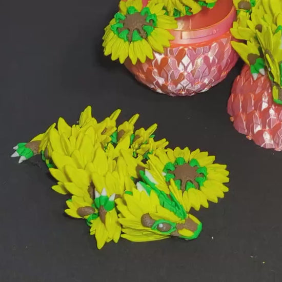 3D Printed Sunflower Dragon | Articulated Flower Dragon Figurine | Fidget Toy Fantasy Dragon | Articulated Dragon ADHD and Anxiety Relief