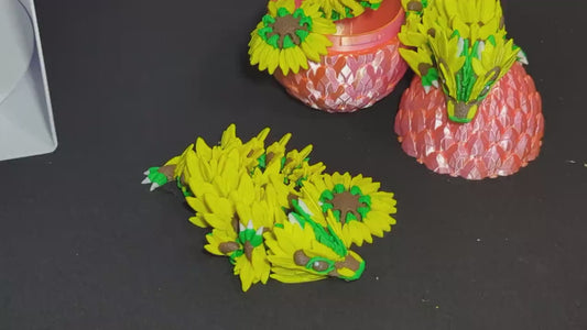 3D Printed Sunflower Dragon | Articulated Flower Dragon Figurine | Fidget Toy Fantasy Dragon | Articulated Dragon ADHD and Anxiety Relief