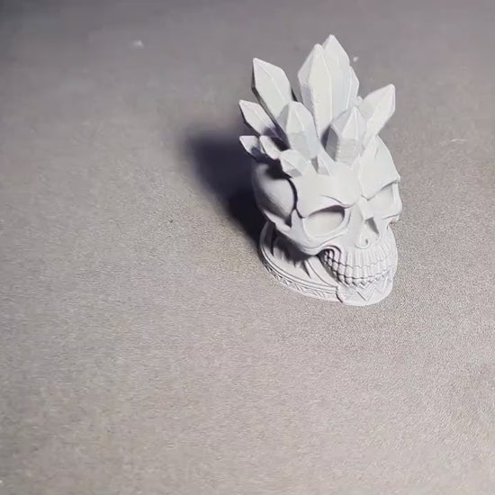 Gothic Crystal Skull, Spiked Skull Head Desk Decor | 3D Printed Gothic Skull Sculpture | Edgy Horror Office Accent