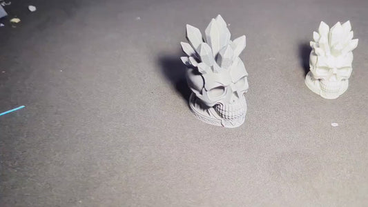 Gothic Crystal Skull, Spiked Skull Head Desk Decor | 3D Printed Gothic Skull Sculpture | Edgy Horror Office Accent