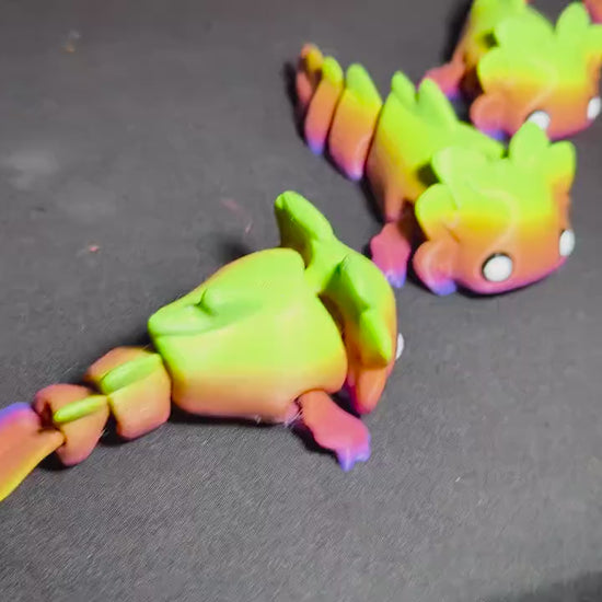 Rainbow Axolotl Fidget Toy – 3D Printed Articulated Cute Creature- Cute Axolotl Figurine
