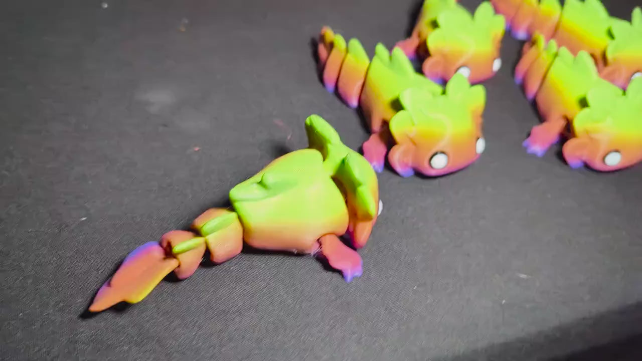 Rainbow Axolotl Fidget Toy – 3D Printed Articulated Cute Creature- Cute Axolotl Figurine