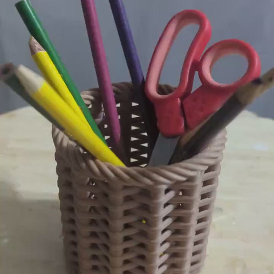 Designer Pen and Pencil Holder  Rustic Desk Organizer for Office or Home Decor-Holds Office Supplies Storage for pens and pencils Woven case