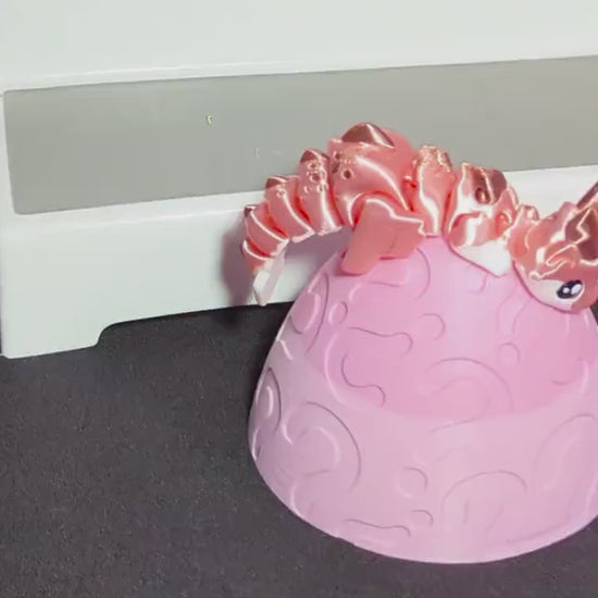 Articulated Rose Gold Baby Dragon Figurine – 3D Printed Fantasy Fidget Toy Cute Flexible Desk Pet  Unique Gift for Dragon & Mythical Lovers