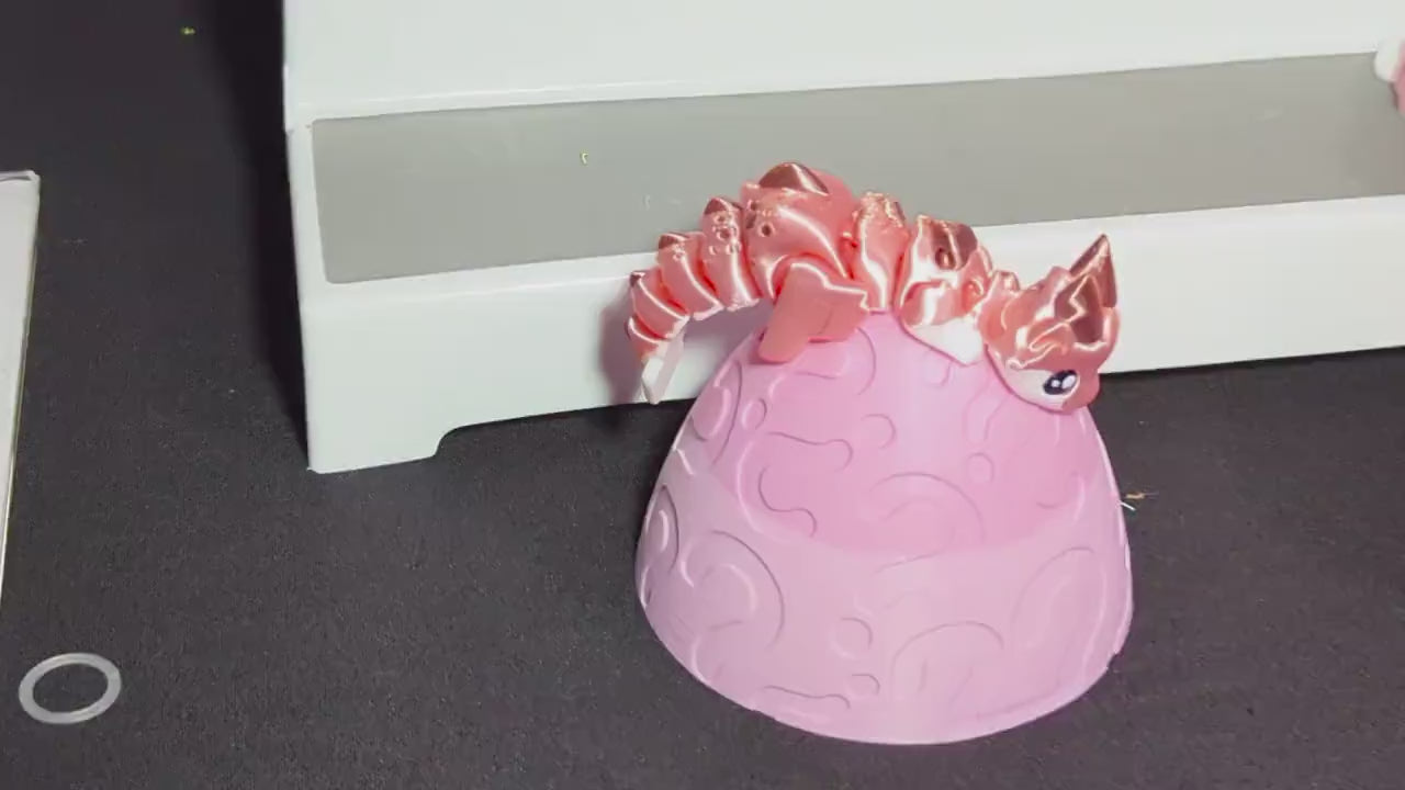 Articulated Rose Gold Baby Dragon Figurine – 3D Printed Fantasy Fidget Toy Cute Flexible Desk Pet  Unique Gift for Dragon & Mythical Lovers